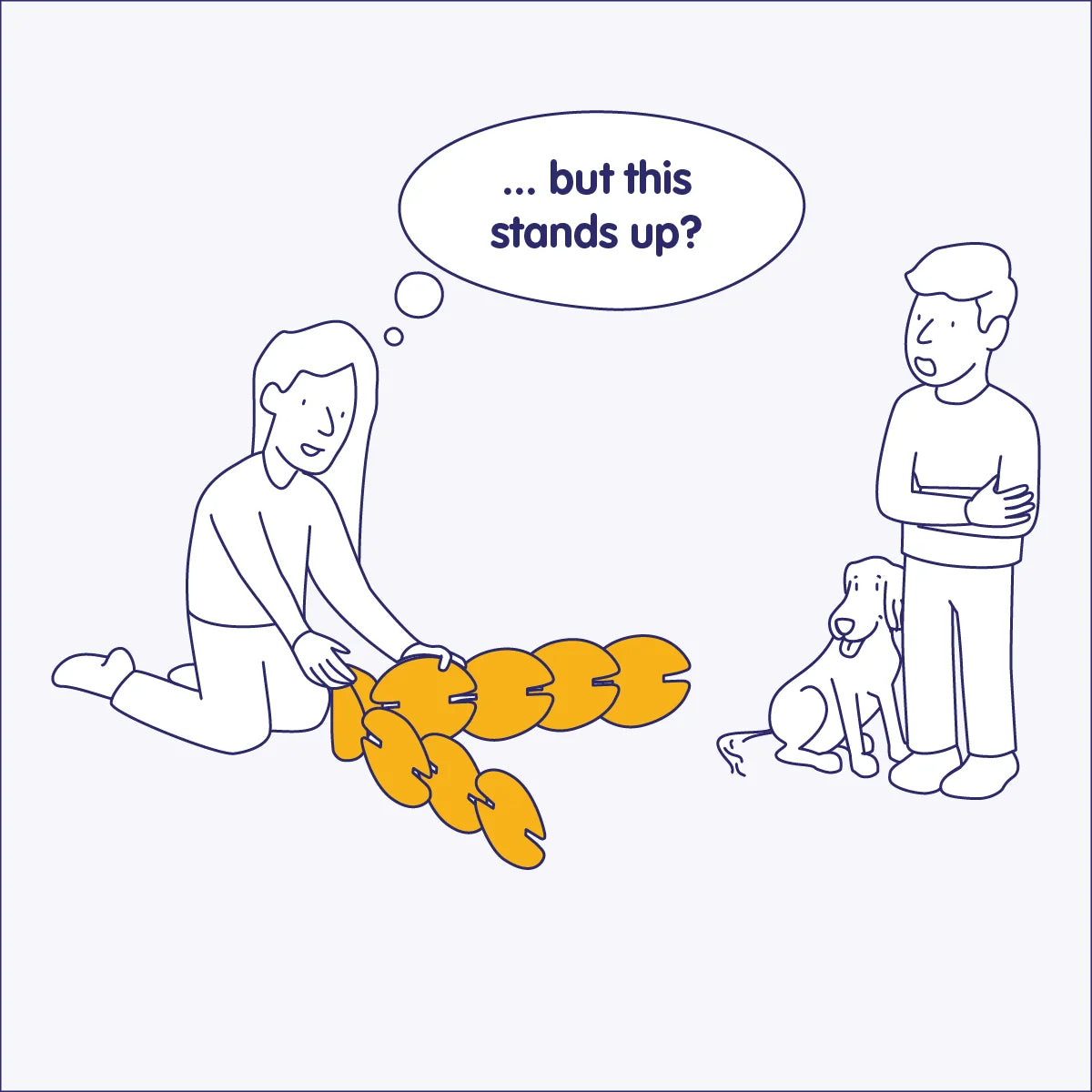 Child proudly shows a standing noook play® build, learning structure and stability through creative play