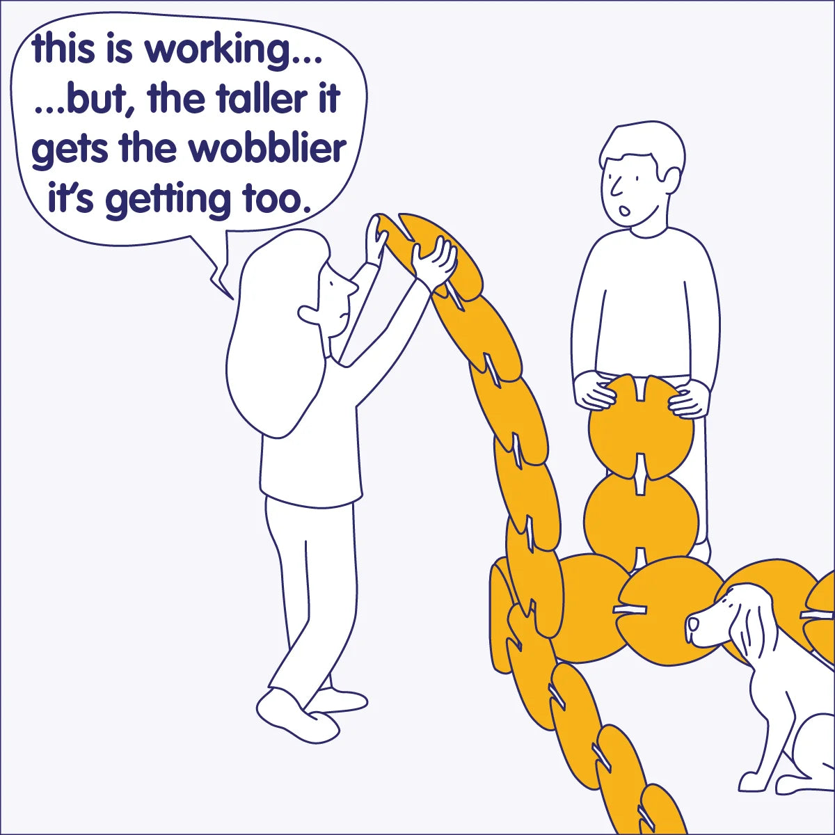 Child builds a tall noook play® structure, discovering balance and stability through hands-on play