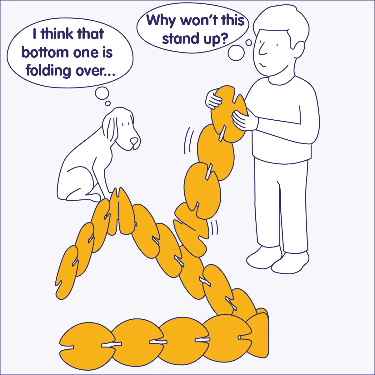 Child experiments with a noook play® build that won’t stand up, exploring cause and effect through play