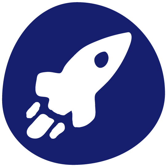 Learning icon showing a rocket.