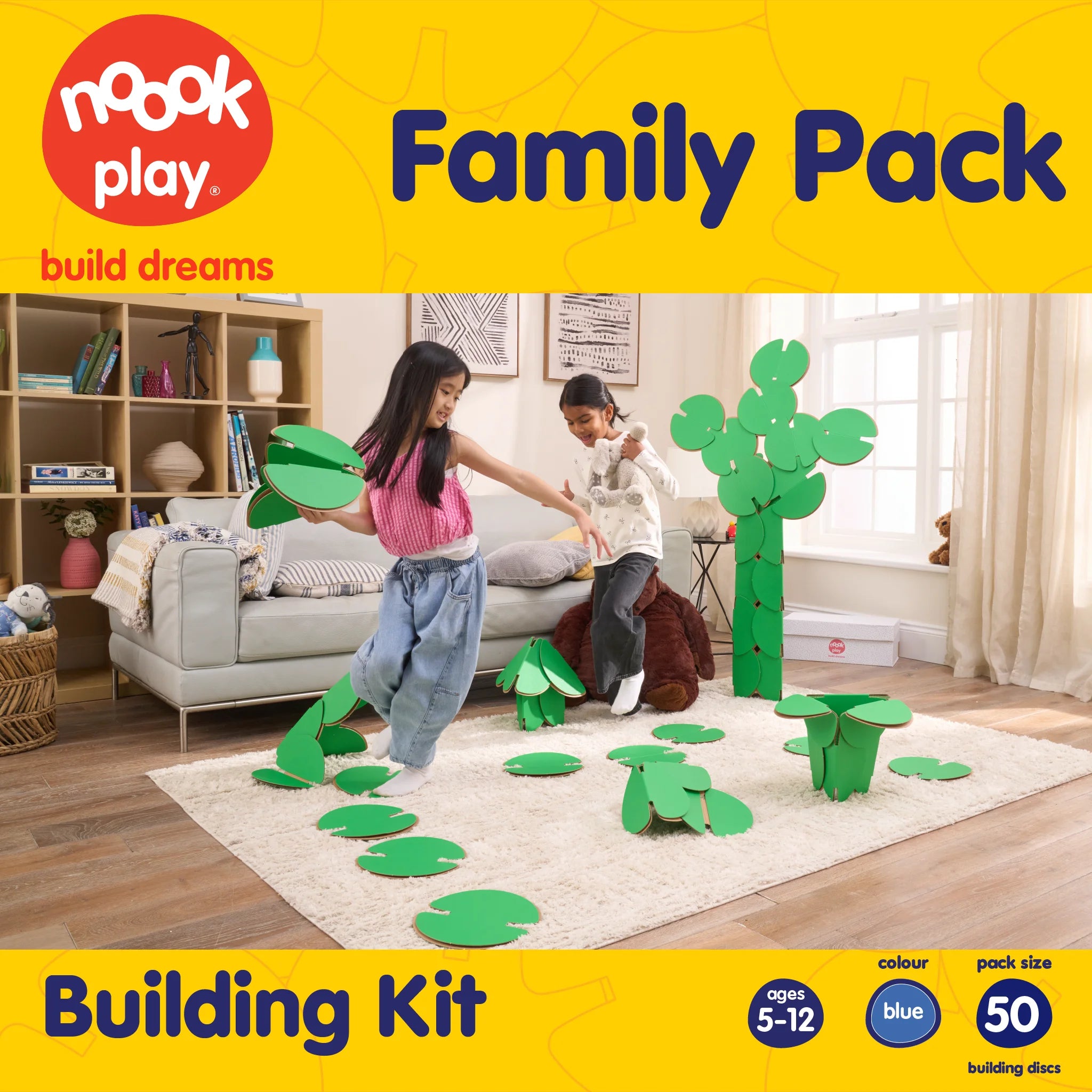 Pack artwork of Family Pack, 50 Pieces in blue, Building Toy for Kids 5-12 - noook play®