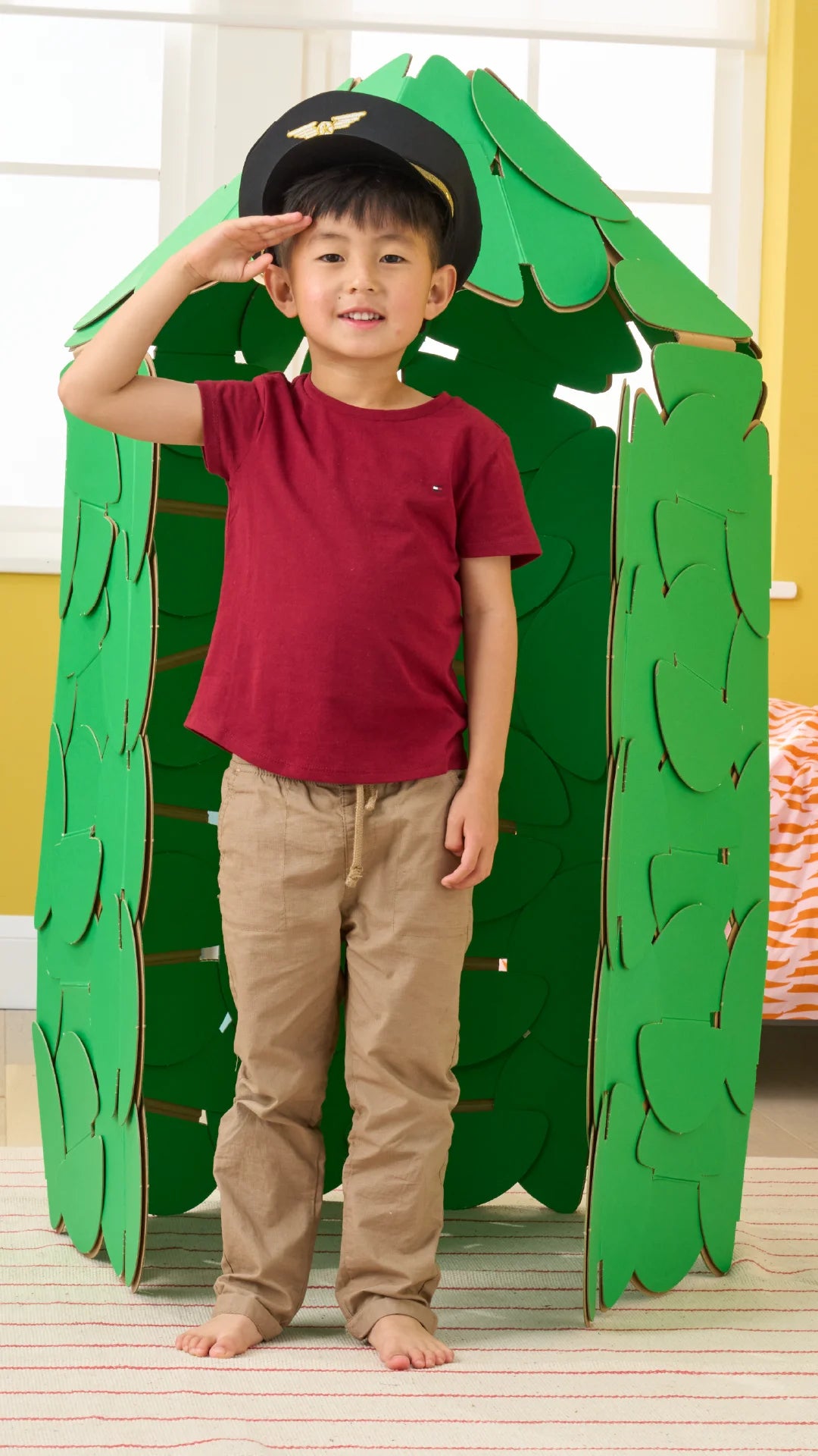 A child built a Guard Hut using 91 noook play® discs, creating a large, imaginative play space