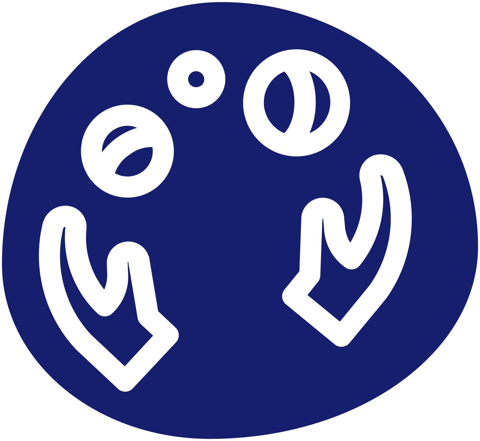 Dexterity roundel in noook play® blue, symbolising coordination and motor skill development through play