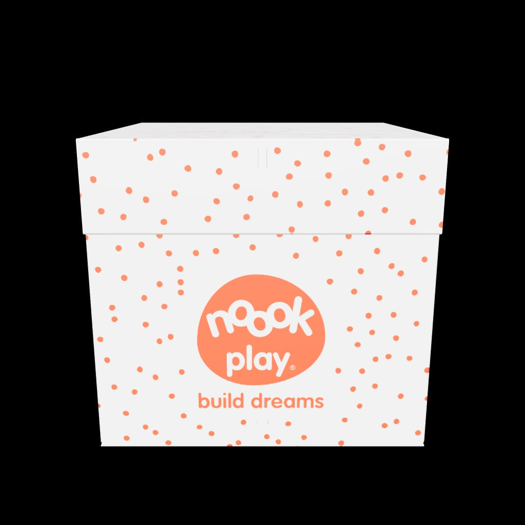 3D model of closed noook play® Storage Box for 50–62 discs, showing durable, recyclable design